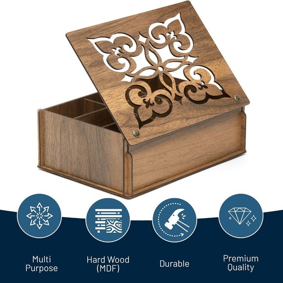 ROYAL HOUSE WALNUT CARVED BOX - Picture 2 of 5